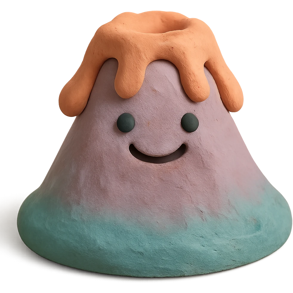 claymation style smiling volcano with matte plasticine texture and pastel colors emoji