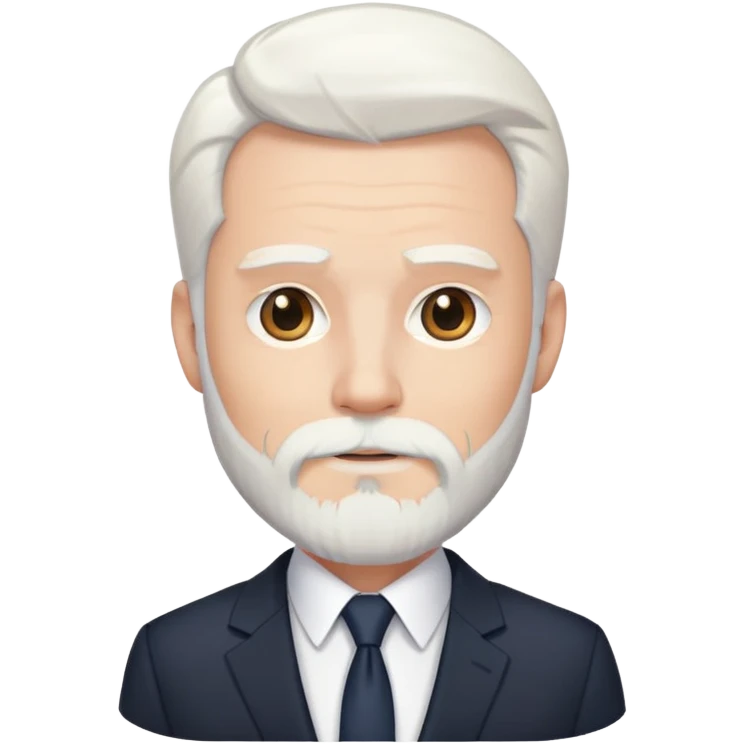 evil man in suit with white hair and white poined be emoji