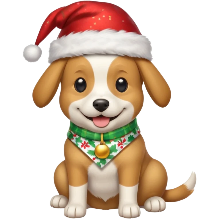 Dog in new yaer hat wrapped paper new yaer  emoji