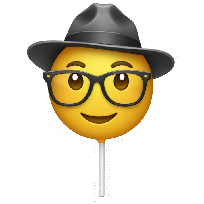 nerd emoji with propeller-hat holding a lollipop emoji