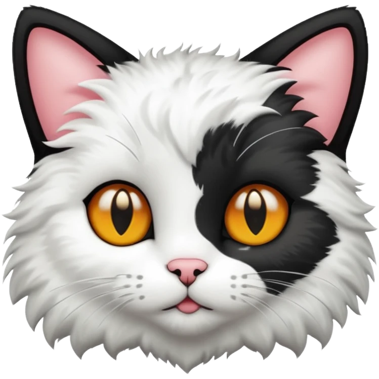 Cute cat black and white stain like a cow emoji