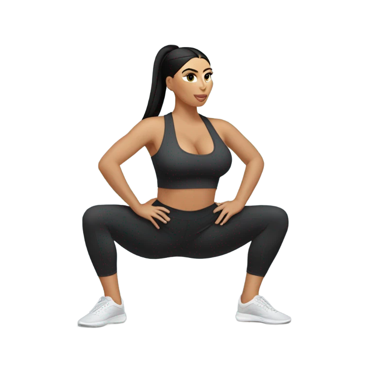 Kim K squatting  in yoga pants emoji