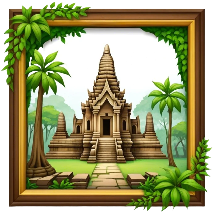 Cinematic Realistic Ayutthaya Ruins Landmark Emoji, depicted with ancient temple ruins amid lush greenery rendered with dramatic textures and nostalgic, warm lighting. emoji