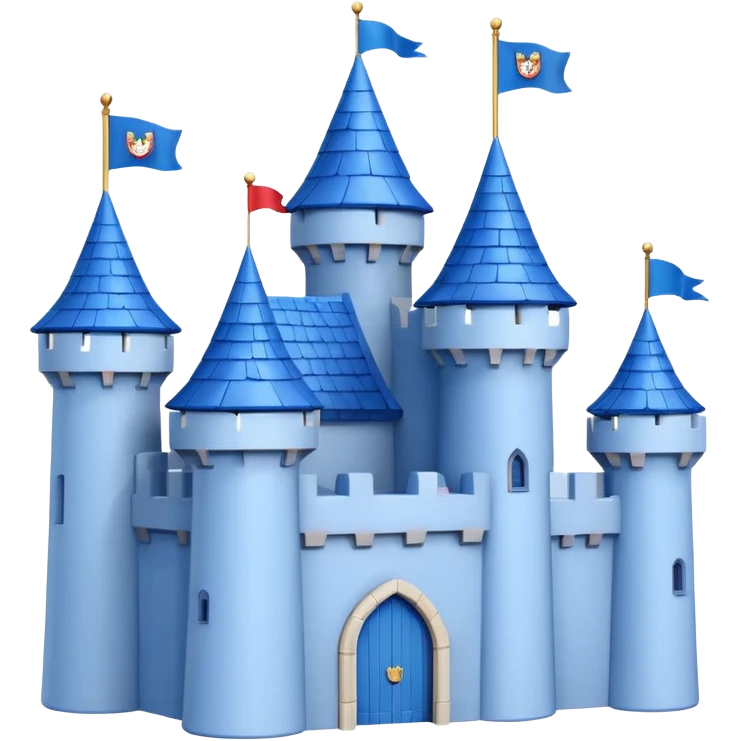  Castle like Disney with blue roof and white wall 3d with texture half rotate emoji