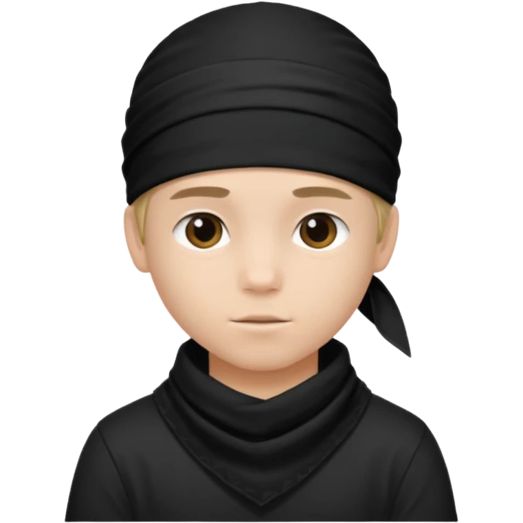 Make a boy wearing black bandana with some design on it  emoji