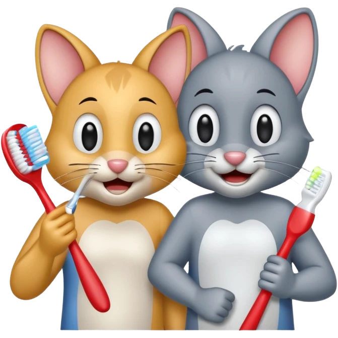 Creat an emoji for Tom or jerry holding toothbrush emoji