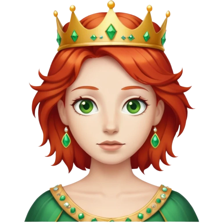 Red hair Wearing a crown green eyes emoji