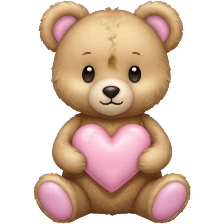 beige teddy bear and a pink pastel heart emoji