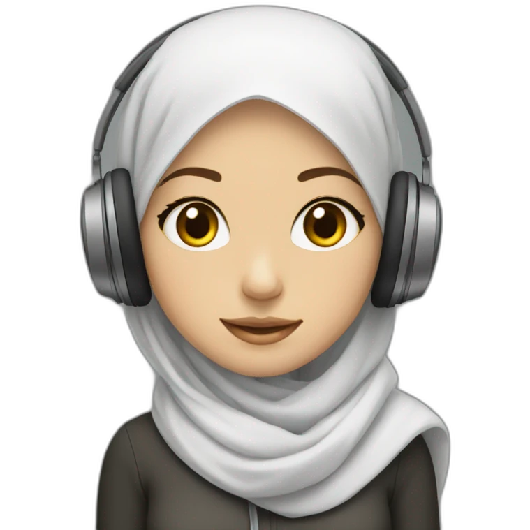 white hijab girl with headphones on emoji