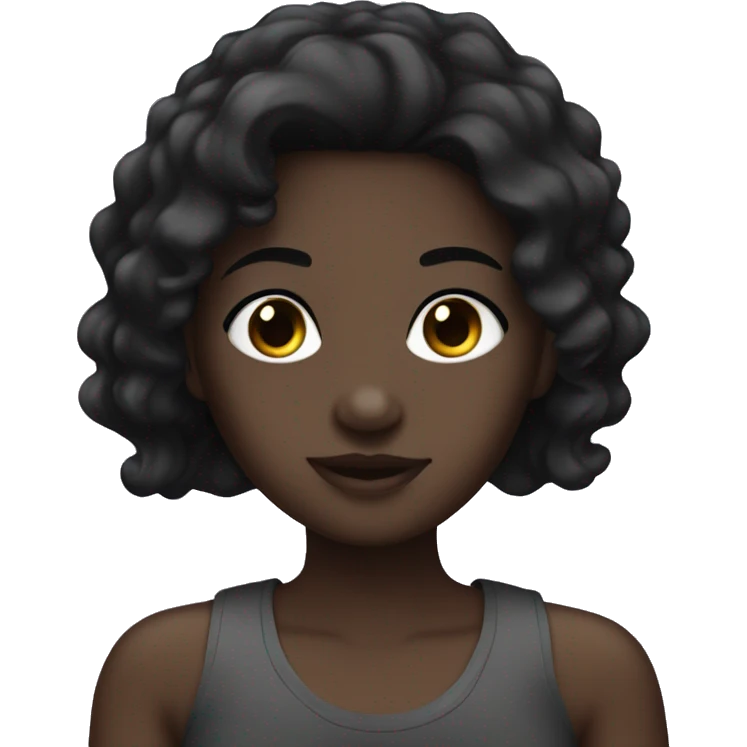Cute dark skin girl with jet black hair emoji