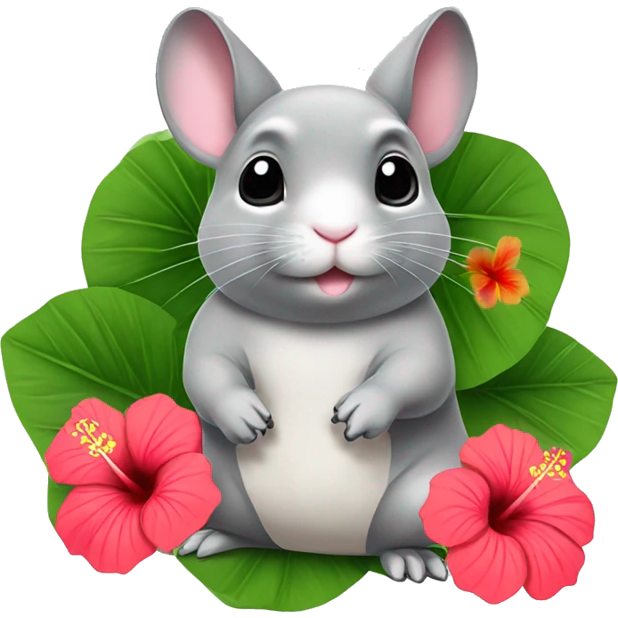 Chinchilla with Hibiscus    emoji