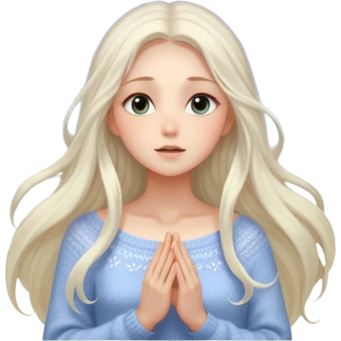 คาแรกเตอร์: ละมุน อาร์ต ๆ อินกับโลกส่วนตัว
ลุคอิโมจิ:

ตาวิ้ง ๆ เหมือนมีหมอกบาง

ผมปล่อยยาวพลิ้ว

เสื้อไหมพรม / ชุดโทนอ่อน
ผิวขาว

ท่ามองฟ้า / กอดแก้มตัวเอง
ฟีล: dreamy, soft light, fairy vibe emoji