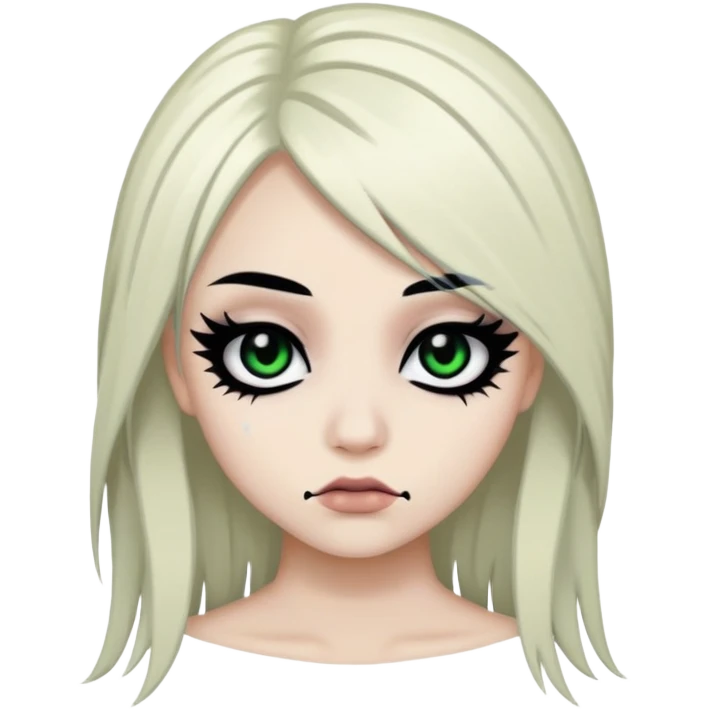 emo, baddie,pretty, makeup, black eyeliner, long hair emoji