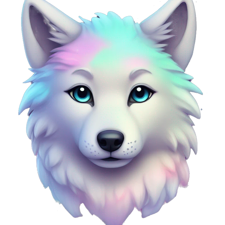 kawaii cute colorful shiny pastel nebula wolf emoji