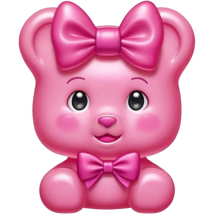 pink girl gummy bear with bow emoji