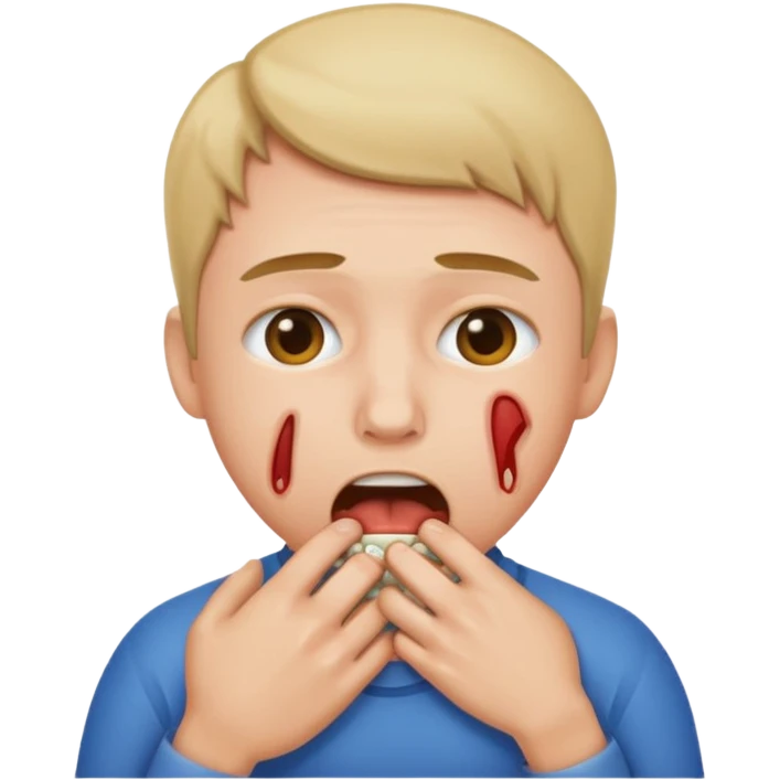 Guy holding hands around his own neck emoji