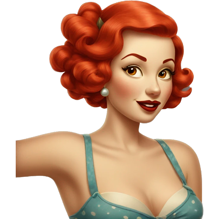 Vintage pin up girl with red hair emoji