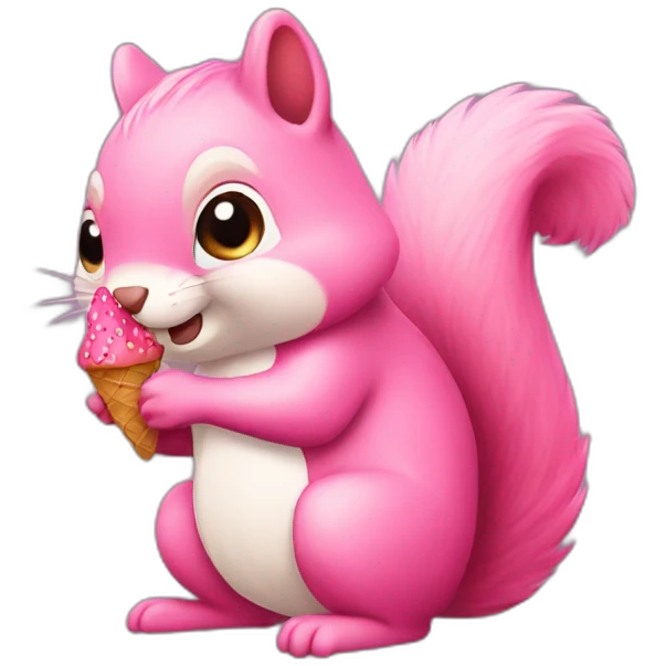 pink squirrel with a cone emoji