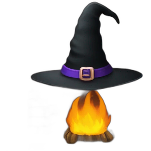 A witch's hat on a fireplace emoji
