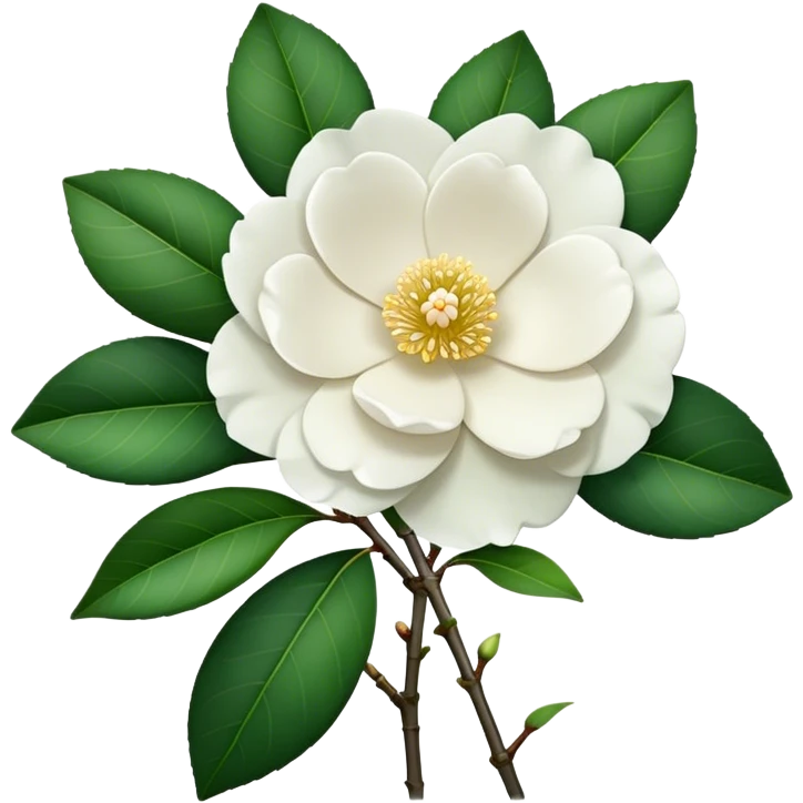 single White Camellia Japonica, straight stem emoji