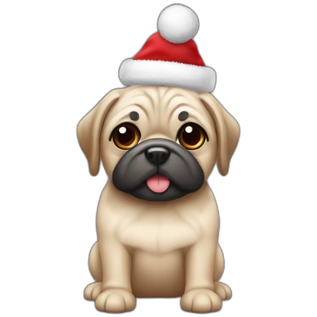 mops mit weihnachtsmütze emoji