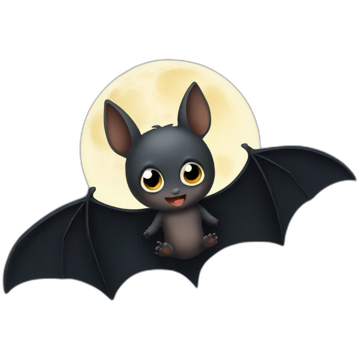 dark baby bat wings in front of moon emoji