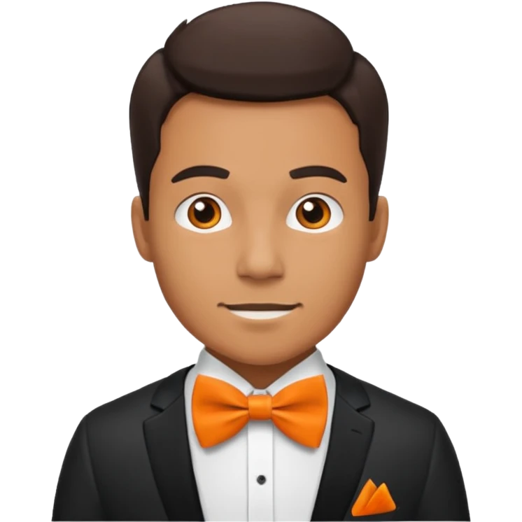 a bold man with orange bowtie emoji