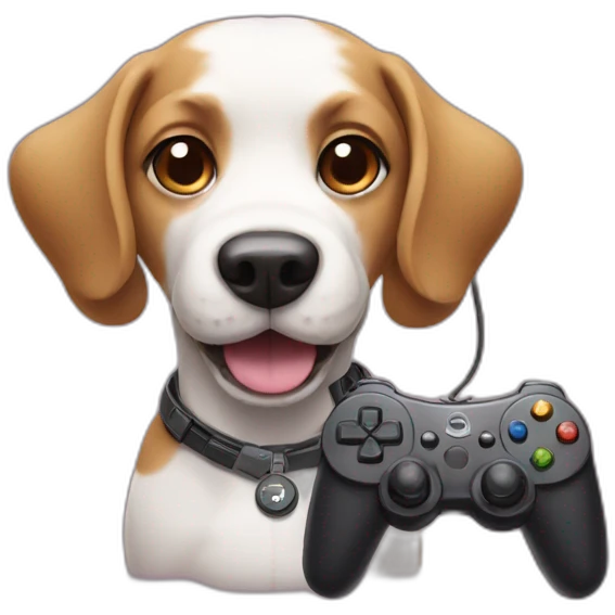 Dog with gaming controller emoji