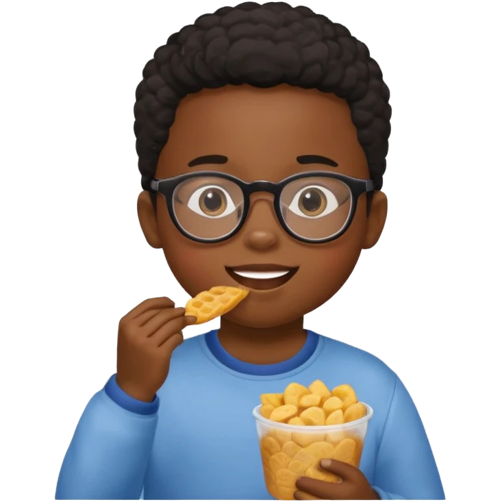 snack holding black kid with glasses on eyes emoji