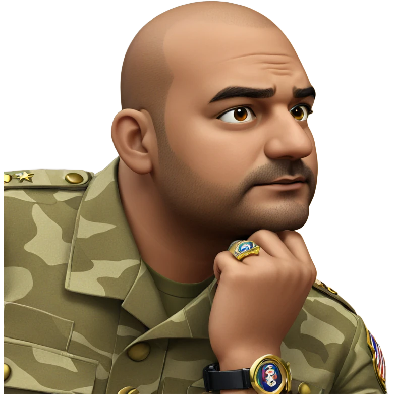 thoughtful military man in jewelry emoji