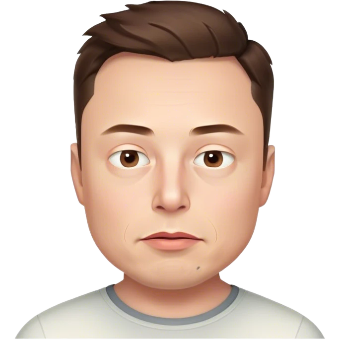 A highly detailed, photorealistic 3D render of Elon Musk's head, without a neck, slightly turned to the right, with a concerned expression. Ultra-realistic skin texture, lighting, and facial accuracy. No cartoonish or exaggerated features—must look exactly like him, as if it's a real photo emoji