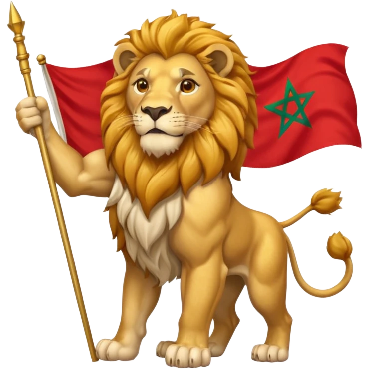 A atlas lion holding a morocco flag emoji