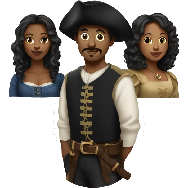 Three musketeers 2 black women 1 white male emoji