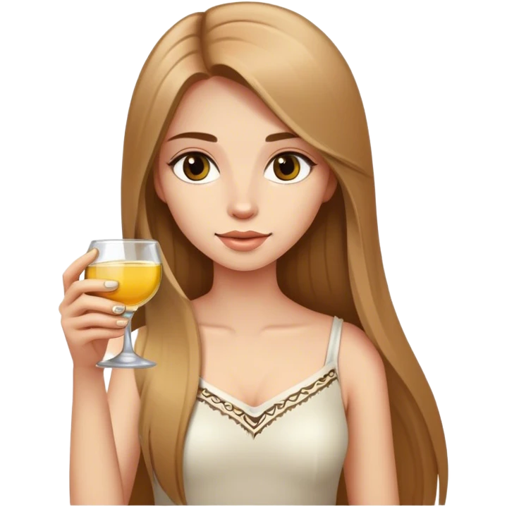 girl long light brown straight hair holding tequila emoji