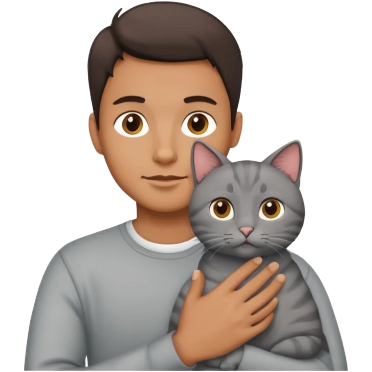 A man holding a cat emoji