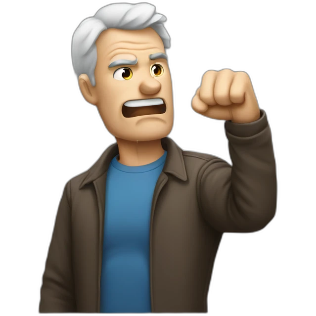 angry middle aged man shaking fist to sky emoji