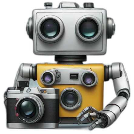 robot holding a 35mm film camera emoji