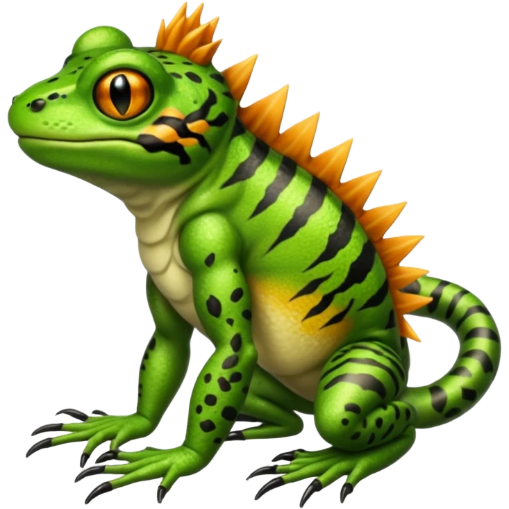 Frog with tiger body and scorpion tail and with mullet(funk)back hair hairstyle emoji
