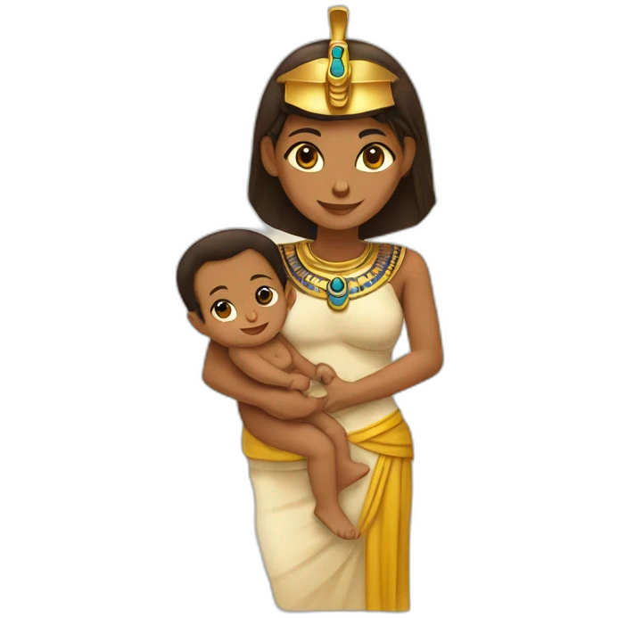 Egyptian female pharaon with a baby, tanned skim emoji