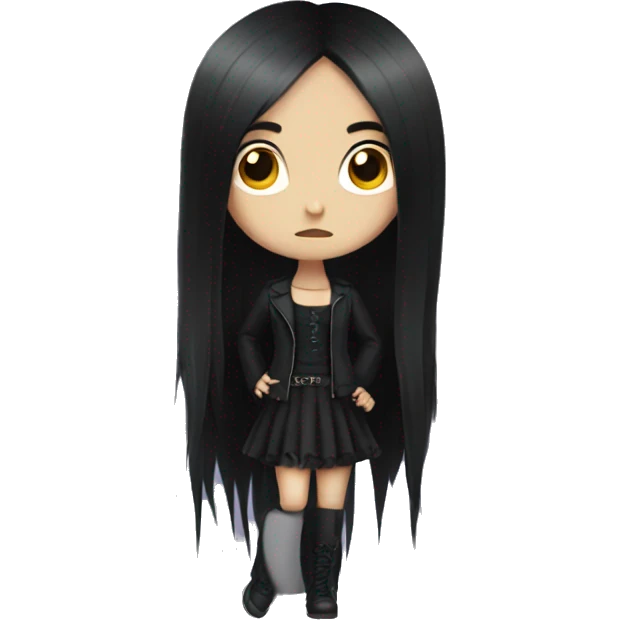 goth girl with long black hair emoji