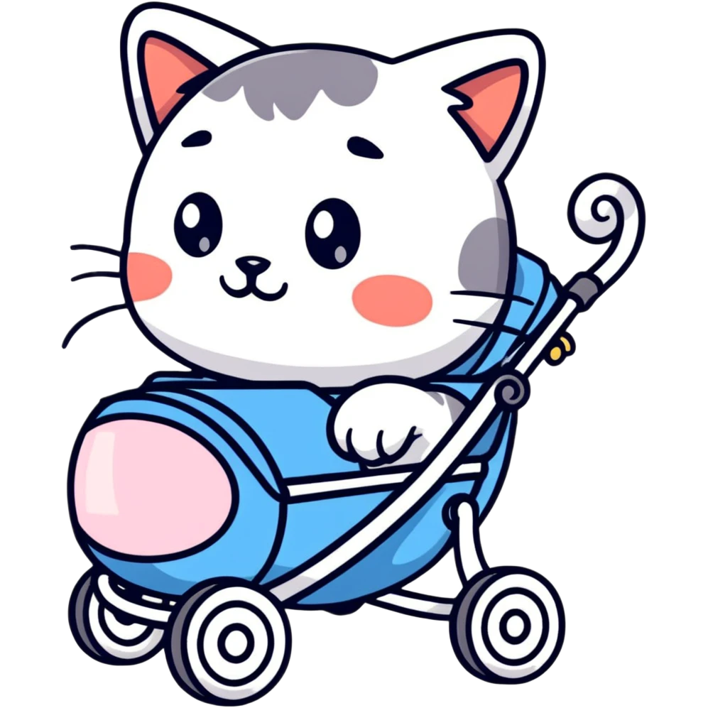 Cat in a stroller emoji