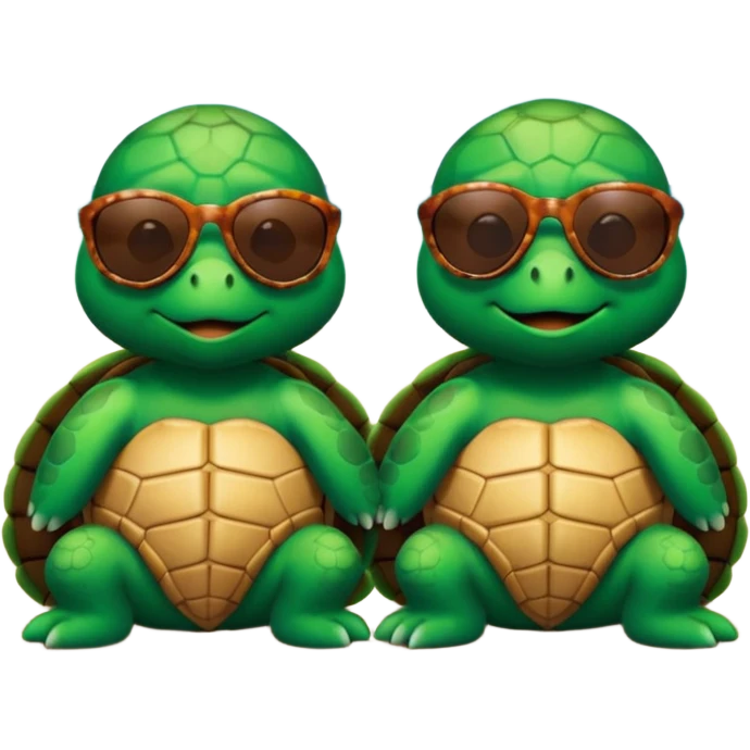 Turtle best friends sitting on beach emoji