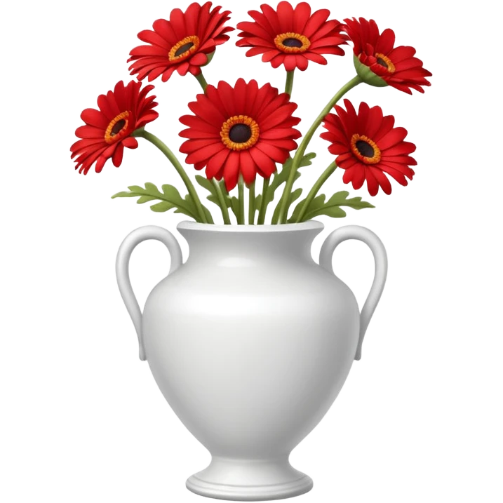 red gerberas in a white vase baroque style emoji