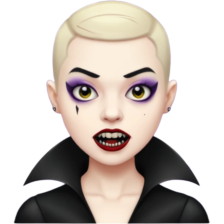 vampire with fangs and buzz cut black  emoji