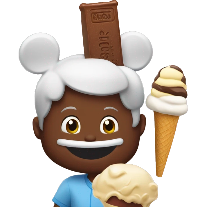 Disney adults with Mickey Mouse ears and an Mickey ice cream premium bar emoji