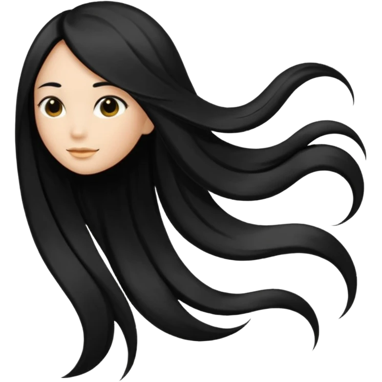back view of long black hair emoji