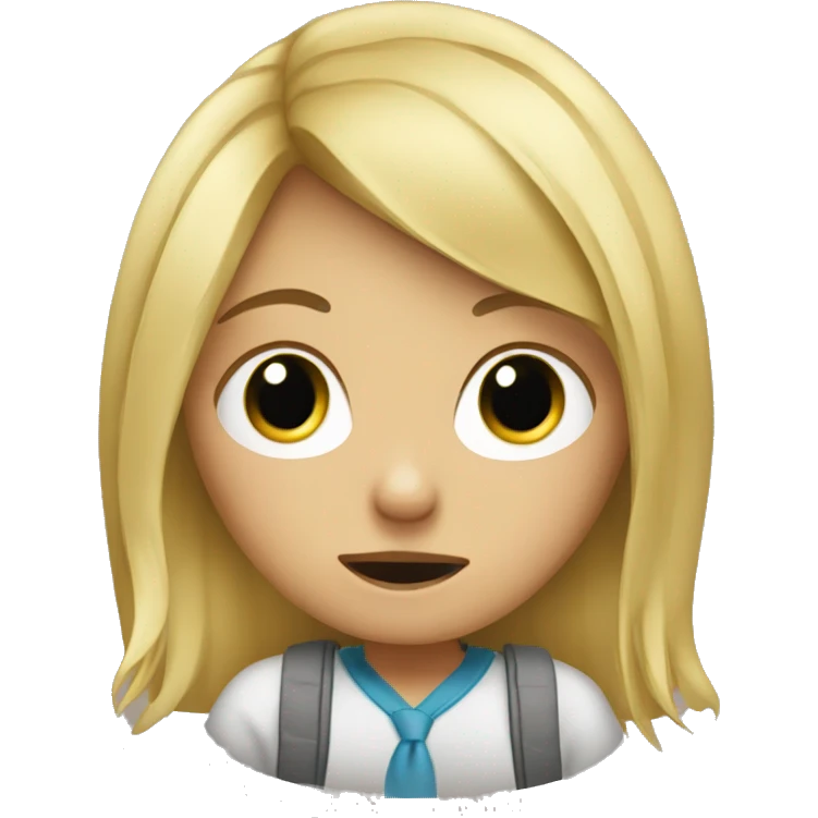 Blonde girl crying over school work emoji