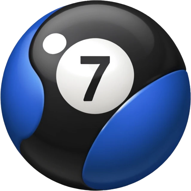 Black pull ball with the number 7 blue emoji