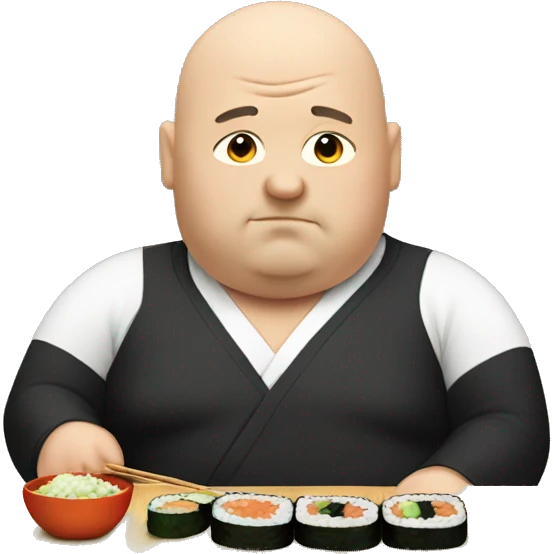 Fat bald guy eating sushi  emoji