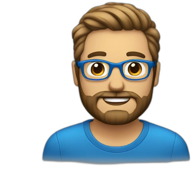 Hombre con barba y lentes azules, pelo canoso emoji
